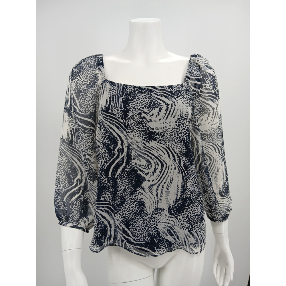 Catherine Malandrino Womens Blouse Size S Multicolor Animal Print 3/4 sleeve